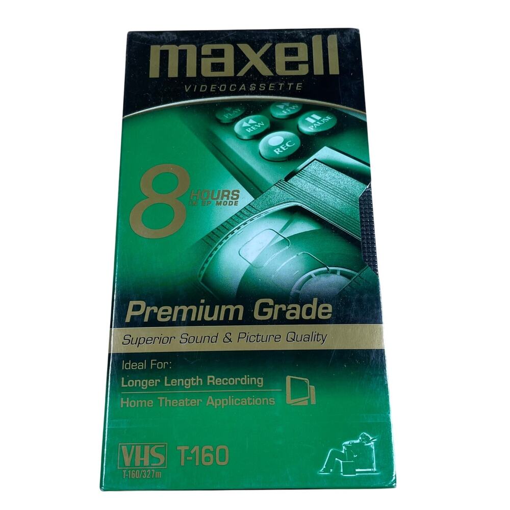 Maxell VHS Premium Grade Tape T-160 Video Cassette 8 HR Sealed Brand NEW